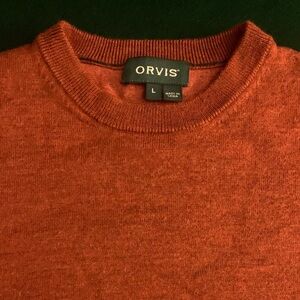 ORVIS Burnt Orange Merino Wool Blend Crewneck Sweater